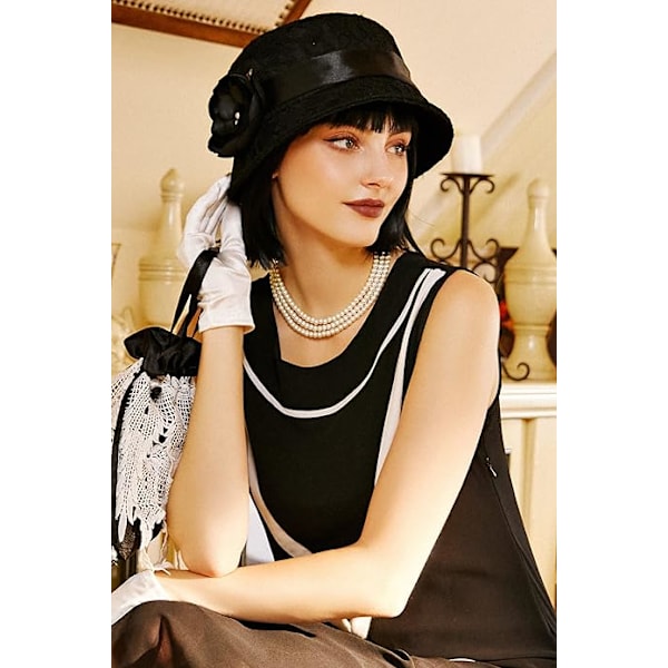 Rundt imitert perle choker halskjede Multi Strands Choker 20s Flapper