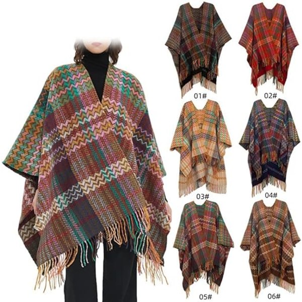 Kvinners vinter sjal retro etnisk åpen sjal wrap sjal dusk skjerf,