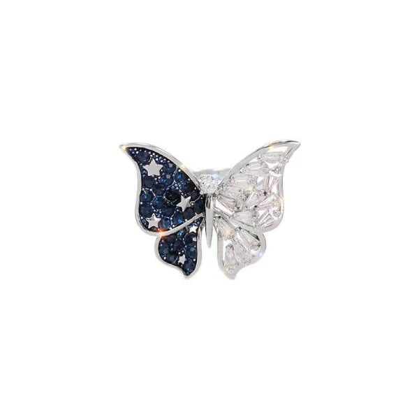 Rhinestone Butterfly Rings for Women Statement Ring Silver Chunky Ring