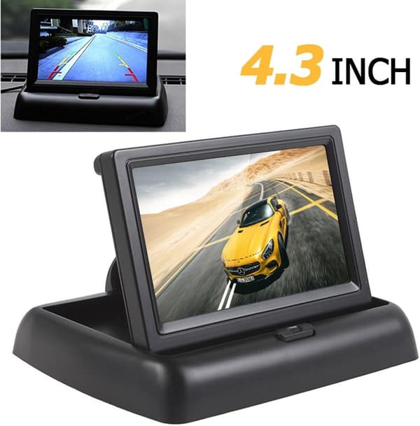 Vikbar högupplöst 4,3 tums TFT LCD Mini Bilmonitor med backkamera för fordonets backningssystem