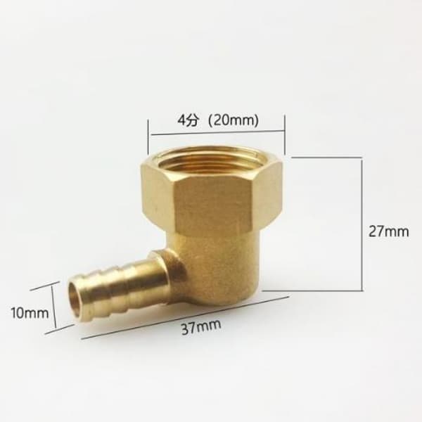 Mässingsslang Koppling Armbåge 10mm x G1/2 Invändig Röranslutning med Vridmutter för Vatten Bränsle Luft 2-pack