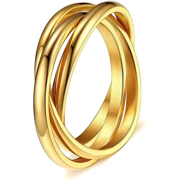 Stableringer i titanstål, gull, minimalistisk ring, størrelse 7