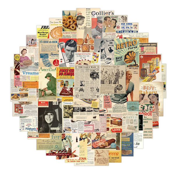 50 kappaletta eurooppalaisia ja amerikkalaisia retrojulisteita, scrapbooking-paperi s