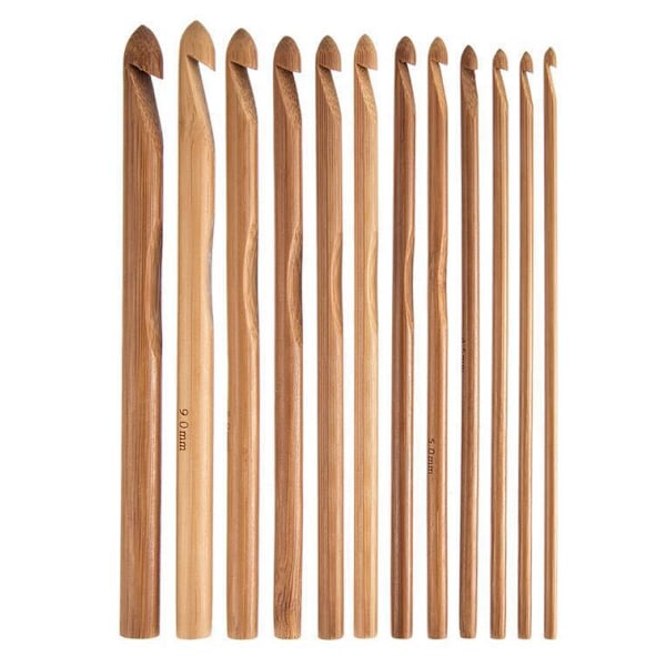 15 Delar Virknålar i Trä och Bambu Set 3 till 25 mm i Diameter Handgjorda Sticknålar Väv Garn Hantverk