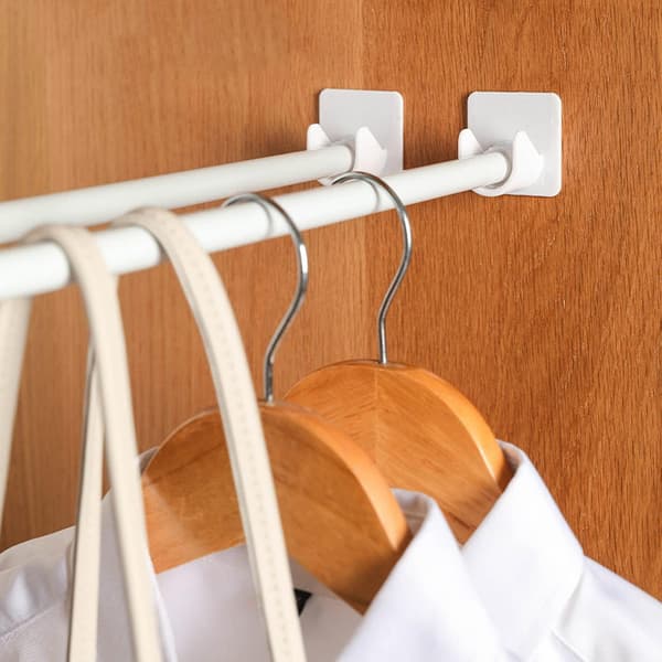 Självhäftande Duschdraperistångshållare - 4-pack Draperistångsfäste Ingen Borrning, Duschstångshållare för Badrum Sovrum