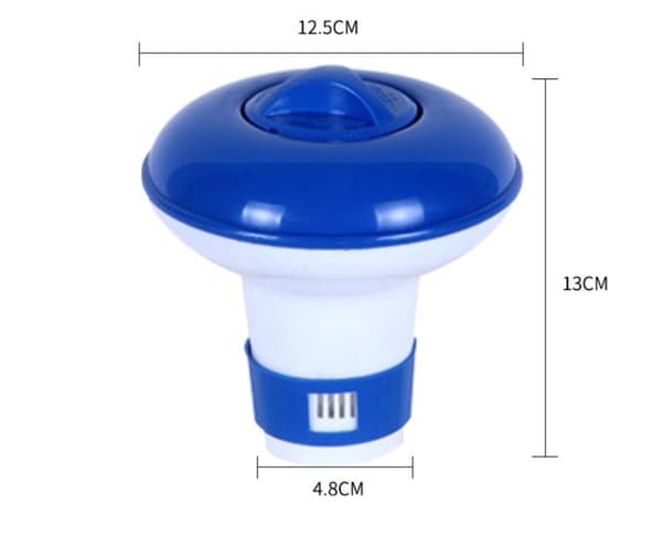 Stk. 5 Tommer Flydende Klor Dispenser, Flydende Klor Diffuser, Klor Dispenser, Flydende Pool Tablet Dispenser, Blå + Hvid, PP Materiale, 13