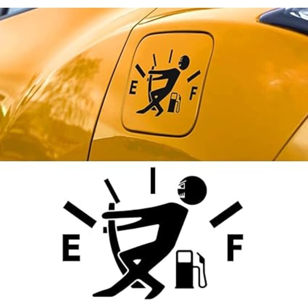 Hauskat autotarrat, suuren bensiininkulutuksen tarrat, tyhjän bensamittarin tarrat