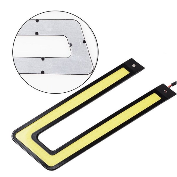 2 stk U-formet hvite COB LED-lys 5500K Dagslys DRL Hovedlys