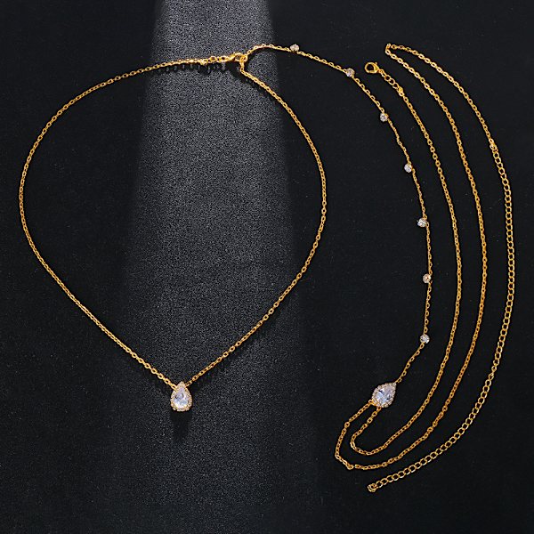 Crystal Back Chain Smycken för kvinnor Bride Backless Rhinestone Waterdr