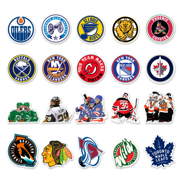 50-pack Hockey Team Fan Logo Sticker Series Waterproof Stickers
