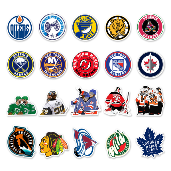 50-pakning Hockey Team Fan Logo Sticker Series Vanntett Klistremerker