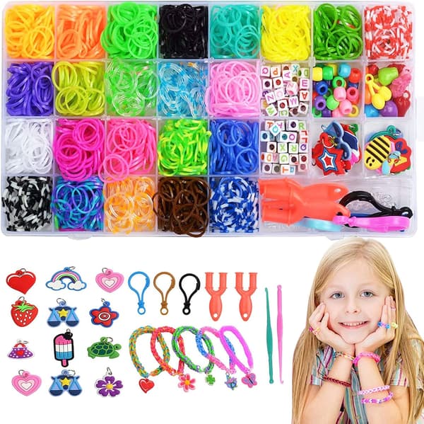 Farverigt elastisk armbåndssæt, DIY elastiske armbånd, elastiske børnearmbånd