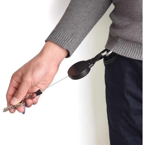 4 st Heavy Duty Retractable Key Chain Reel med 25 tum Ståltråd Rep