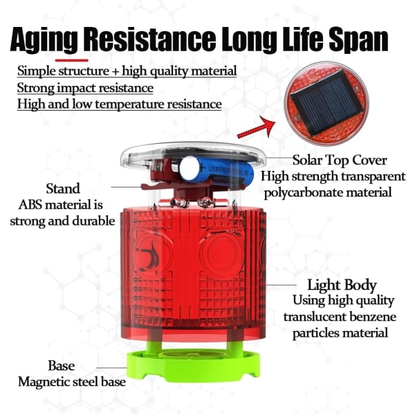 Solcellsstroboskop Varningsljus, Stark Magnetisk Bas Solcells Nödljus Strob