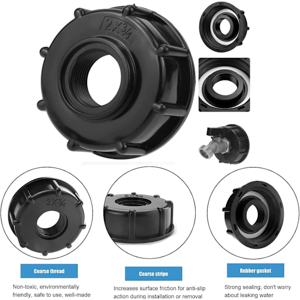Stykker IBC Adapter Låg S60x6 - 3/4 Tomme IBC Tank Connector - Tank Adapter til 1000 Liter IBC Ton Ventil