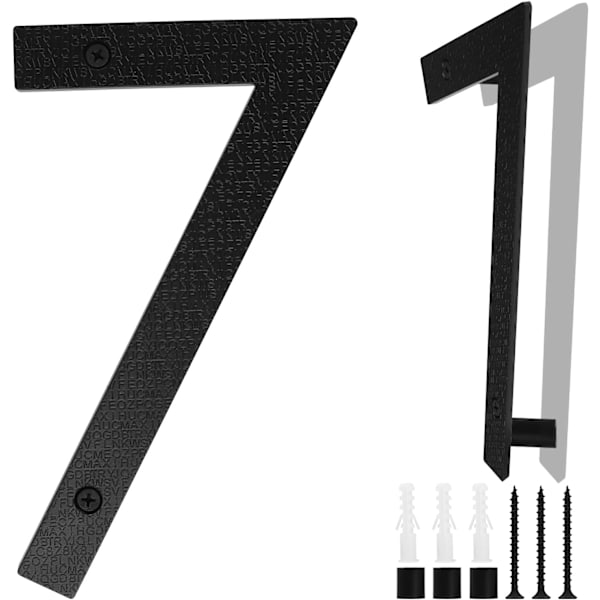 Suuri musta talonumero, 20 cm, kelluva talonumerokyltti, 3D-efekti ABS-muovinen katu-/ovinumero, yhteensopiva toimistojen, postilaatikoiden, autotallien kanssa (numero