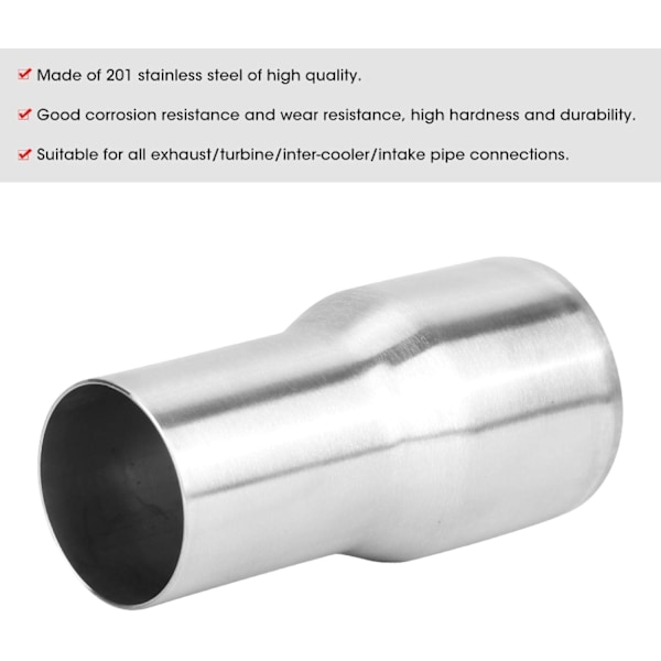 Eksosrøradapter, Universell Eksosrør Adapter Rustfritt Stål Eksosrør Koblingsreduksjonsrør Adapter Modifisert Del (51-63MM)