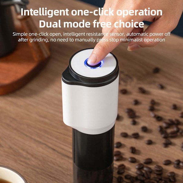 Elektrisk kaffekvarn med tidsinställning och automatisk avstängning, Gravity espressokvarn, portabel, sladdlös
