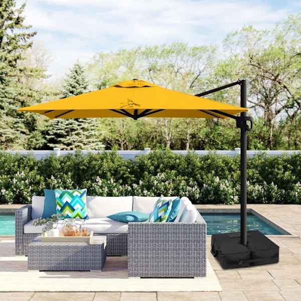Paraplyholder - Parasolfod - Til Fritstående Parasol - Kraftig Vægtpose - Parasolfod - Sandpose til Have, Terrasse, Strand - 46 x 46 cm (San