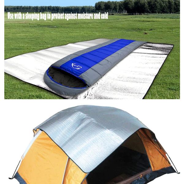 Picnic tæppe 200 x 150 cm dobbeltsidet aluminiumfolie isoleret og I