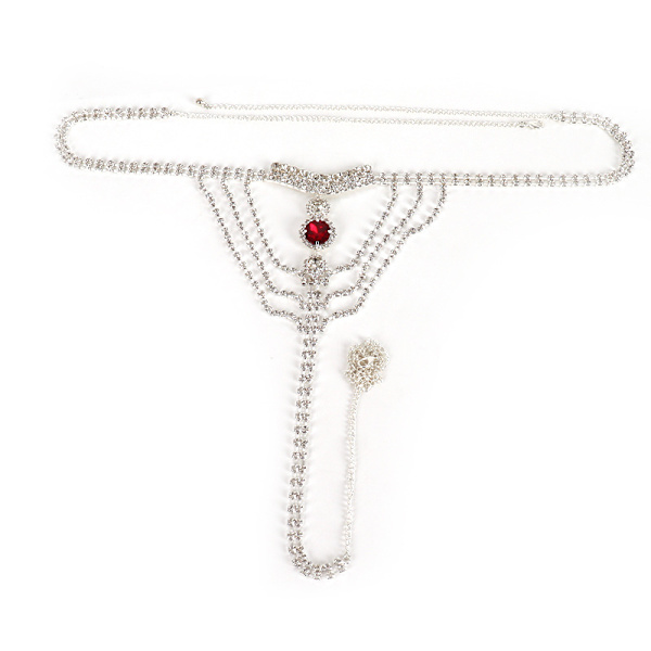 Boho Rhinestone Underkläder Silver Chain Crystal Trosa Bikini G-string Kroppssmycken Tillbehör För Kvinnor Och Flickor
