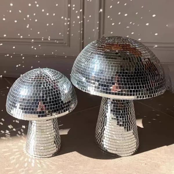 Sopp Diskokule, Sølvreflekterende Sopp Ornament kompatibel Fest, Ro