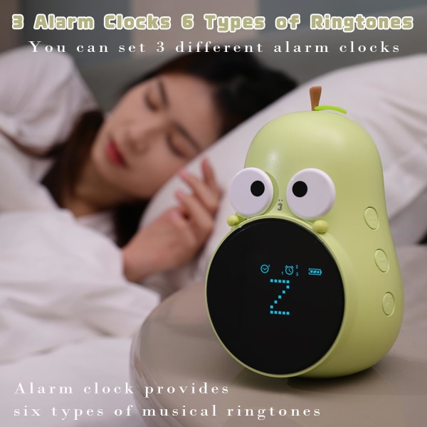 Barnväckarklocka, Cute Pear Wake Up Kids Sleep Training Väckarklocka, w