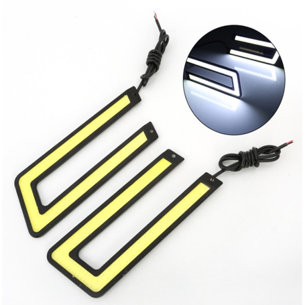 2 stk U-formet hvite COB LED-lys 5500K Dagslys DRL Hovedlys