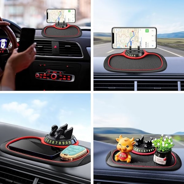 Multifunksjonell sklisikker bilmatte, 360° roterende mobiltelefonholder, vann