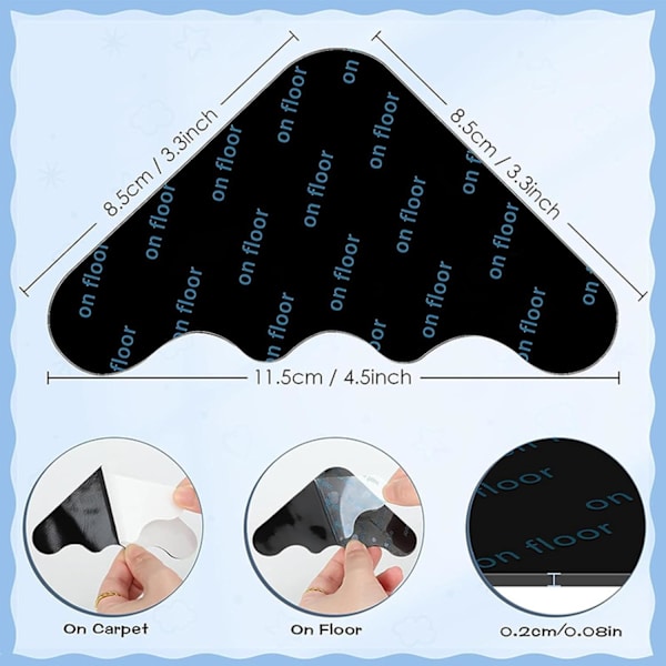 Halkskyddande mattglidare, mattglidare - Dubbelsidiga tvättbara mattstickers - Halkskyddande mattglidare för att hålla din matta på plats och göra hörn