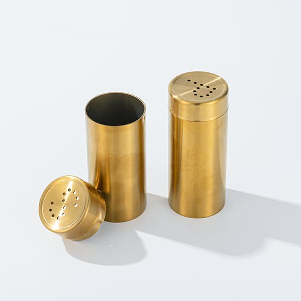 2 stk. salt- og pebershaker i rustfrit stål - guld, 10*9*