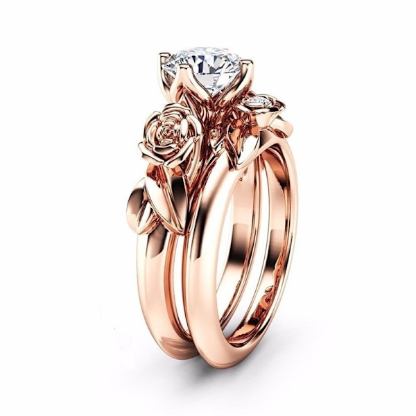 Rosa ferskenhjerte klosettinnfattet zirkonnyhet ring pære dråpe diamant kvinner