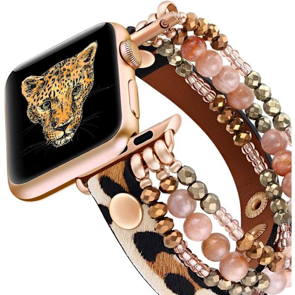Armband med pärlor kompatibel med Apple Watch 38 mm 40 mm 41 mm kvinnor,