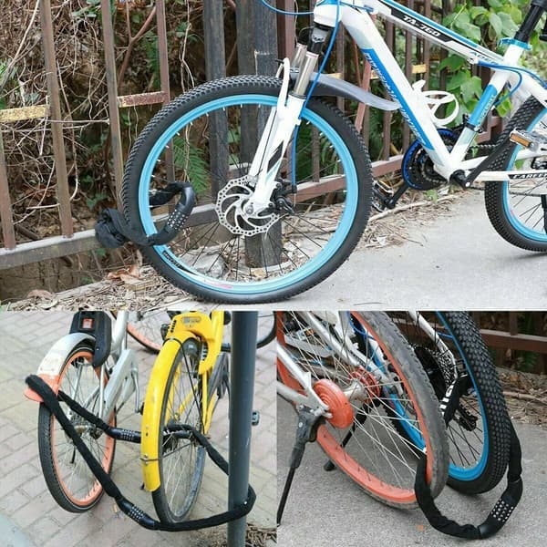 120 cm cykellås, sort stål kombinationslås