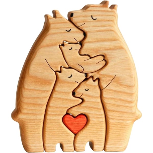 Träbjörnar Familjepusselgåvor Träpussel dekorativ bit för Ho