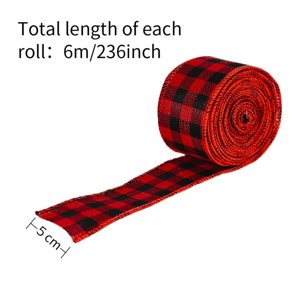 1 Rolls Buffalo Plaid Burlap Wired Ribbon Weave Ribbon with Wired Edge