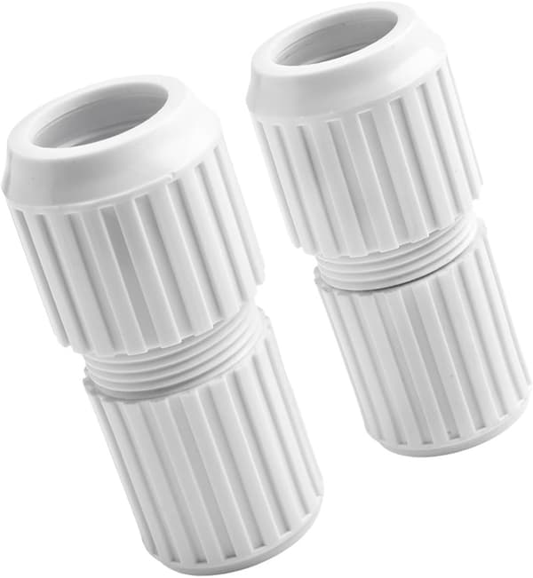2-pack teleskopiska poolkopplingar - Vit - kompatibel poolutrustning - Premium plastkonstruktion - Smidig justering