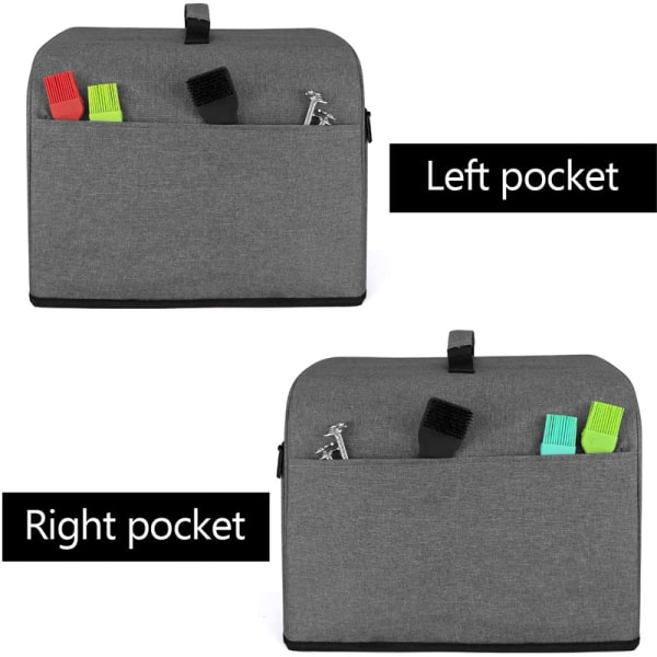 Justerbar Oxfordtyg Vindtät Kök Gadget Brödrost Överdrag - Praktisk Fällbar Design, Tvättbar Fritösduk grå 34*35.5*25cm