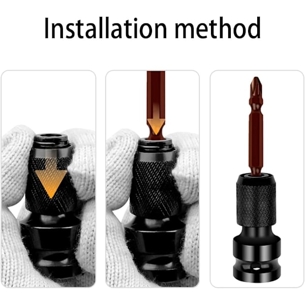Hylsadapterset - 1/2\" till 1/4\" Hex Skaft Slagspärrnyckeladapter och Skruvmejselbitshållare - Adapter för Mer Flexibilitet Under Arbetet