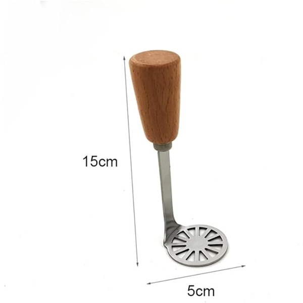 Mini kartoffelmoser med træskridsikkert håndtag, rustfrit stål moser køkkenredskab 1,97\"X5,9\"
