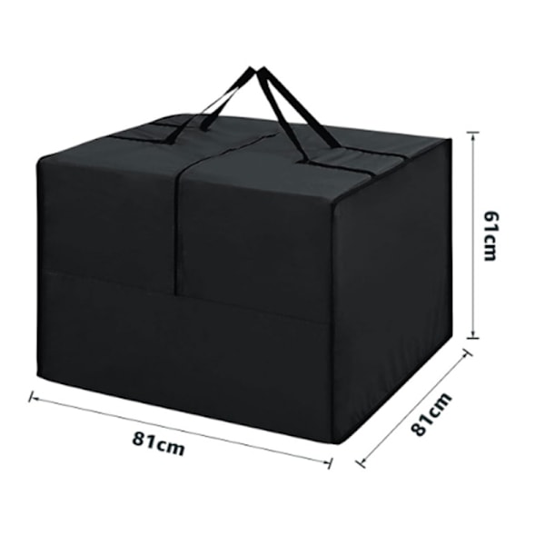 Oppbevaringspose for puter til uteplassen, bæreveske for uteputer til vintermøbler, stol, sofa, pute (81 * 81 * 61 cm)