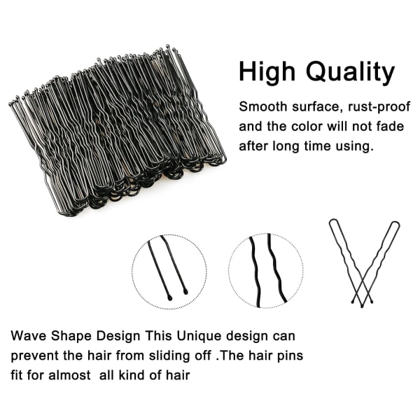 U-formade hårnålar, 200 st hårnål för damer, med förvaringslåda,