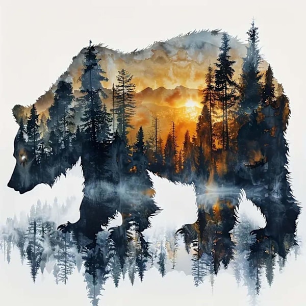 5D-timanttimaalaussarjat aikuisille, eläin karhu metsämaisema timanttitaidesarjat aikuisille kodin seinäkoriste 30x30cm