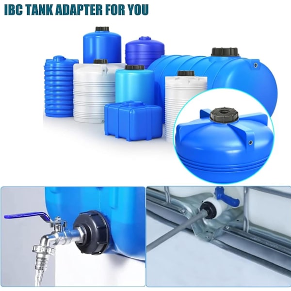 Stykker IBC Adapter Låg S60x6 - 3/4 Tomme IBC Tank Connector - Tank Adapter til 1000 Liter IBC Ton Ventil