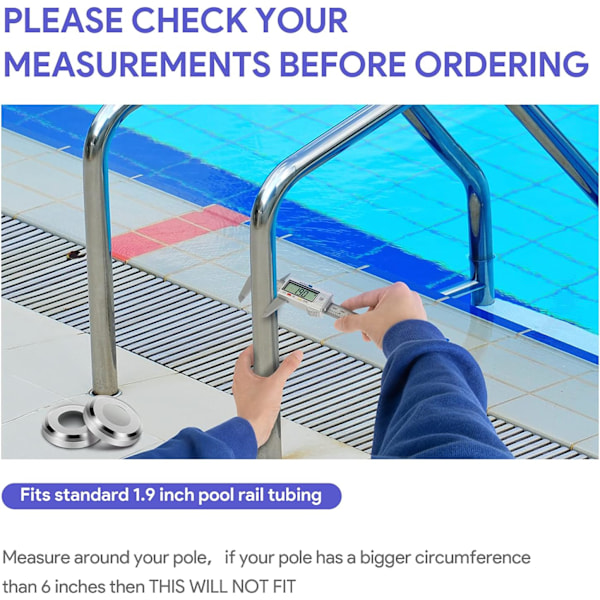 4-pack pool stege täcker - rostfritt stål täcker passar 1,9\" ID rör pool ha