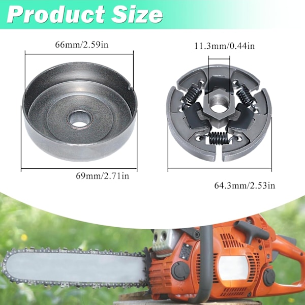 3/8\" Kytkinketjupyöräsarja Stihl 017 018 MS170 MS180 021 023 025 MS210 MS230 MS250 -sahoihin, ADEFOL Ketjupyörä + Kytkinkupu + Laakeri + Kierukkavaihde + Aluslevy +