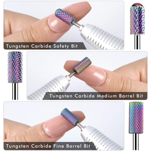 10 st nagelborr set under nagel rengöringsverktyg nagelkonst slipmaskin professionell elektrisk nagelfil stål manikyrborr bärbar akryl volfram stål, silver