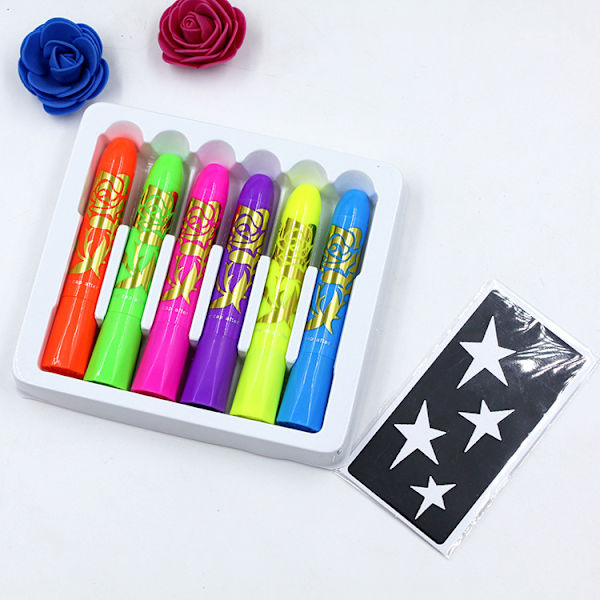 6 i mørkets side farve ultraviolet neon farve kridt pen