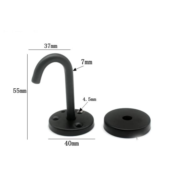 Svart Edition 5,5 cm rostfria skruvtak krokar (4-pack)