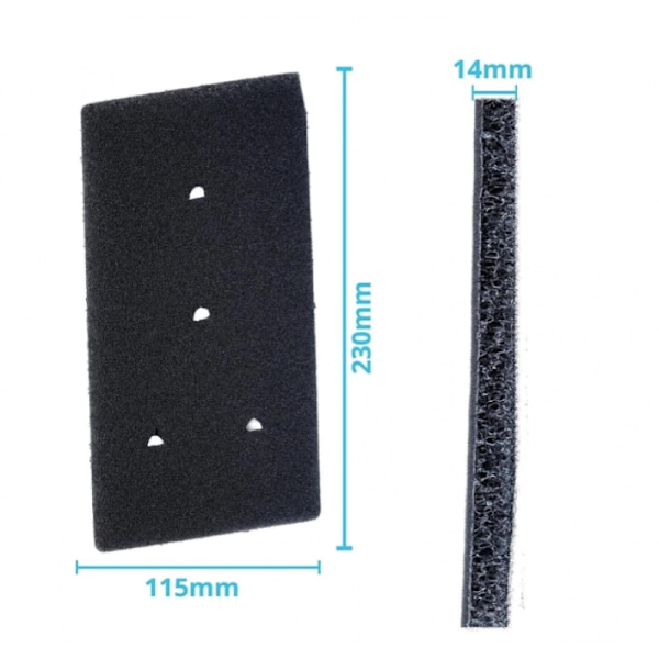 5 kpl suodatinpakkaus Bauknecht Privileg Whirlpool HX 481010716911 kuivausrumpuun - Lämpöpumppukuivausrumpu - 230 x 115 x 14 mm - Sienisuodatin - Kondens